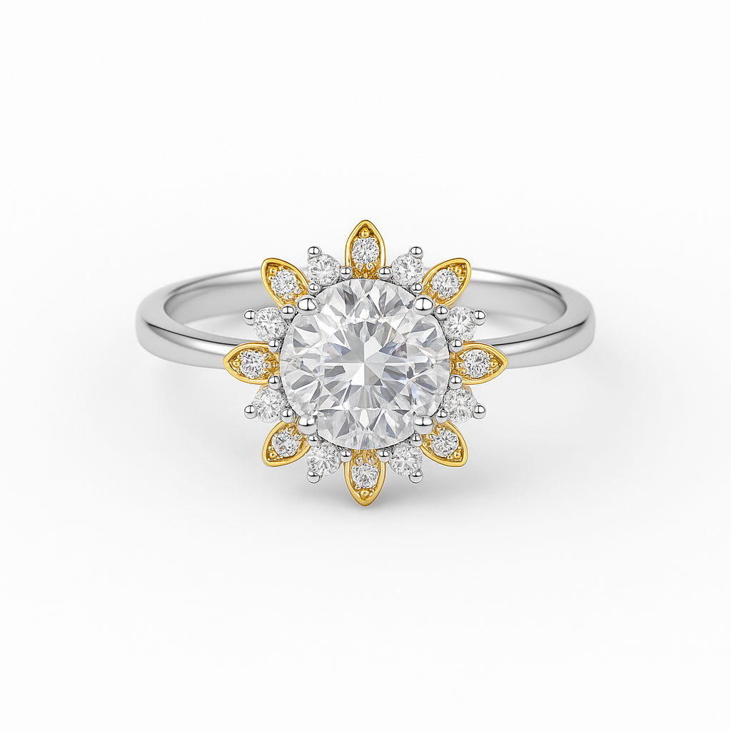 FloraRay Dual-Tone Halo Ring