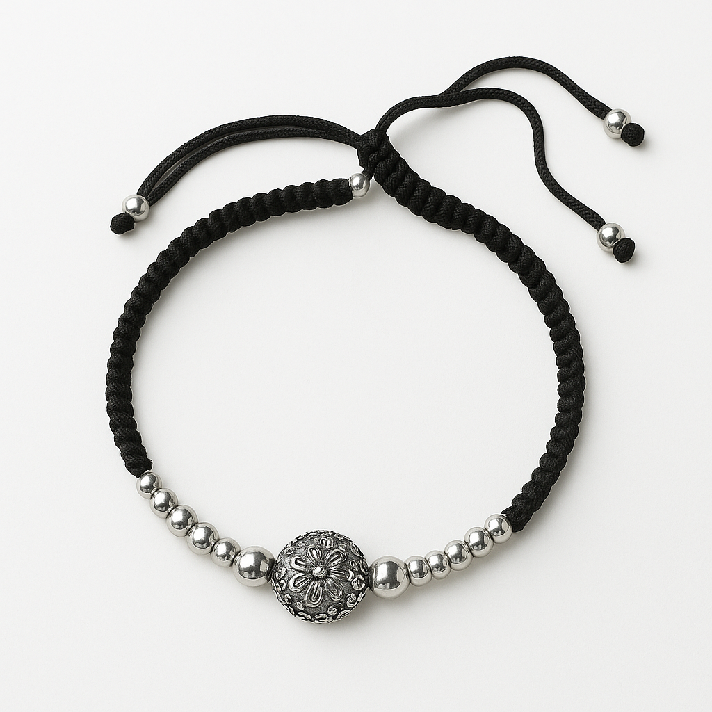 NoirBliss Silver Bead Anklet