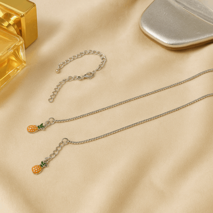PineTwinkle Silver Anklet - Image 2