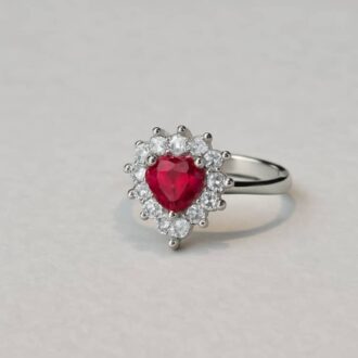 RubyHeart Halo Ring