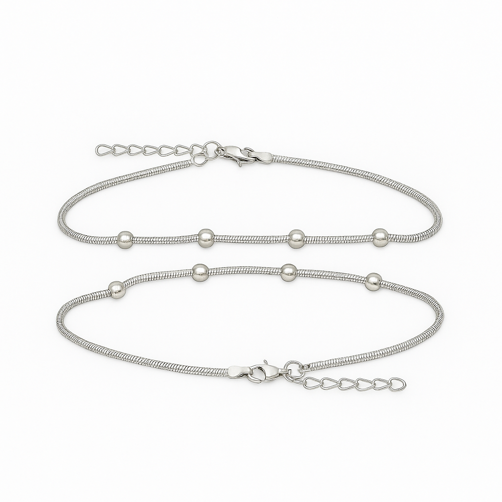 Serpenza Silver Anklet Set