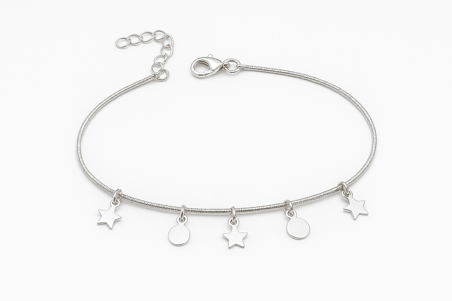 TwinkleCharm Silver Anklet