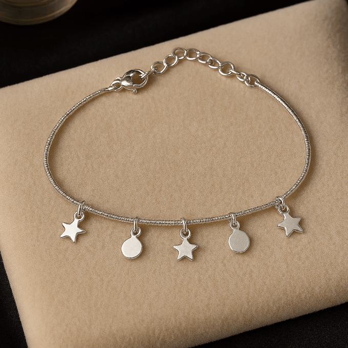 TwinkleCharm Silver Anklet - Image 2